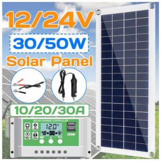 30W 50W Flexible Solar Panel 10-30A 12V 24V Controller Car Charger For RV Car Boat LCD Display PWM Solar Panel Charge Controller