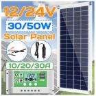 30W 50W Flexible Solar Panel 10-30A 12V 24V Controller Car Charger For RV Car Boat LCD Display PWM Solar Panel Charge Controller