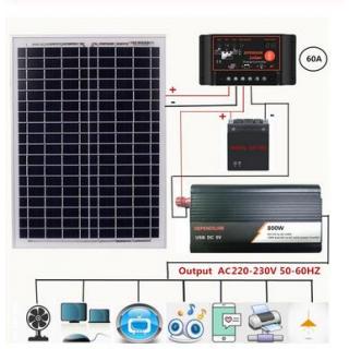 ADW Hot 18V20W Solar Panel +12V Controller + 800W Inverter Dc12V-Ac230V Solar Power Generation Kit, For Outdoor And Home