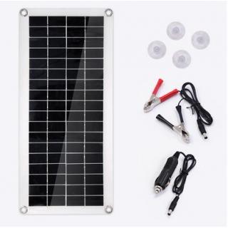 Portable 25W 12V Solar Panel Double USB Power Bank Board External Battery Charging Solar Cell Board Crocodile Clips Car charger