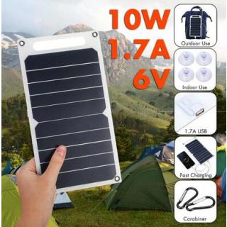 10W 6V Solar Panel Portable Sunpower Solar Cells USB Mobile Phone Photovoltaic Charging Power Bank With Suckers and Cara