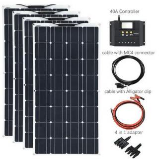 400W Flexible Solar Panel 4x100 System Kits Solar Module Monocrystalline Cell 40A Solar Charger Controller