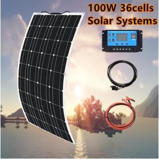 200w Solar Panel System 2X 100W Flexible solar panel 100 w 12 volt 24 v Controller Photovoltaic