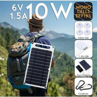 6V 10W 1.5A Portable Monocrystalline Solar Panel Slim & Light USB Charger Charging Power Bank Pad