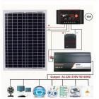 ADW Hot 18V20W Solar Panel +12V Controller + 800W Inverter Dc12V-Ac230V Solar Power Generation Kit, For Outdoor And Home