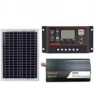 18V20W Solar Panel +12V 10/20/30/40/50A Controller + 800W Inverter Dc12V-Ac230V Solar Power Generation Kit, For Outdoor And Ho
