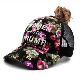 Women for Trump Hat 2020 America Ponytail Messy Bun Caps Floral Women Ponytail Caps for Girls