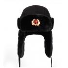 Soviet Army Military Badge Russia Ushanka Bomber Hats Pilot Trapper Aviator Cap Winter Faux Rabbit Fur Earflap Snow