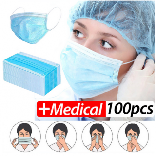 PM2.5 Profession Medical Mask 100PCS Anti-Dust 3-Ply Nonwoven Disposable Elastic Mouth Soft Breathable Flu Hygiene Face Mask Kid