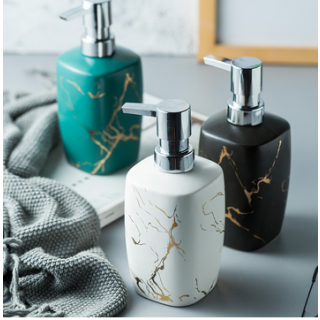 Imitation Marble Pattern Ceramic Liquid Soap Dispenser 350ml Shampoo Dispenser Hand Sanitizer Bottle Bathroom Accessories H106